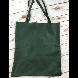 Beautiful Simple Supple Green Leather Tote NEW